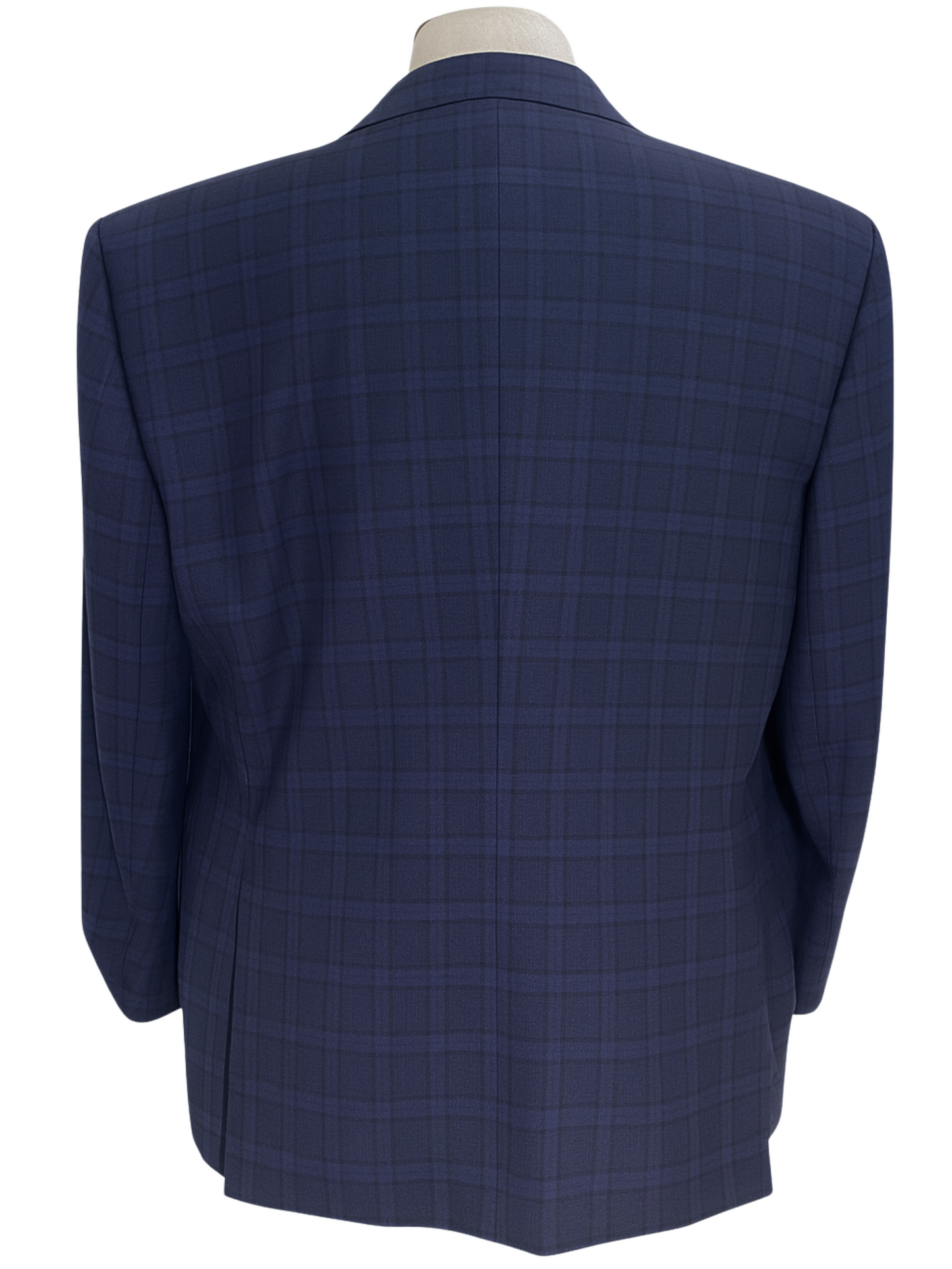 Canali Navy Blue Windowpane Plaid Notch Lapel 100% Wool 2 Button Suit 44L