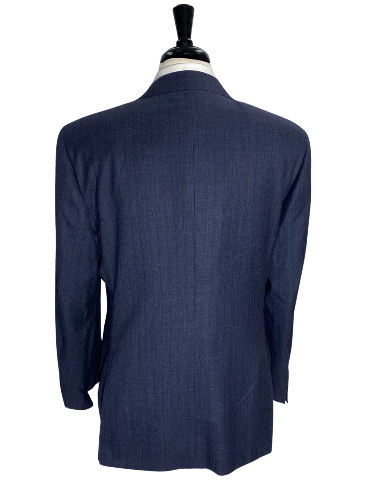 Canali Blue Pinstriped Notch Lapel 100% Wool Classic Fit 2 Button Suit 44L