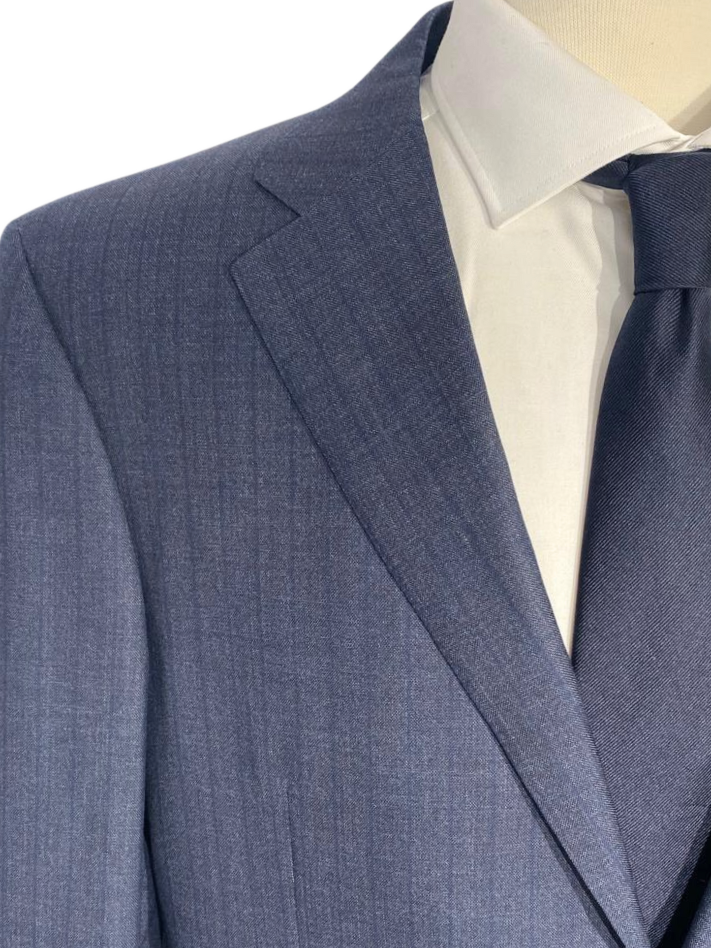 Canali Blue Pinstriped Notch Lapel 100% Wool Classic Fit 2 Button Suit 44L